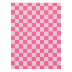 Check Coral Pink Chequered Pattern Chequerboard Tablecloth