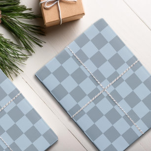 Check Dusty Blue Chequered Wrapping Paper Sheet