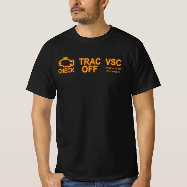 Check Engine Trac Off VSC Scion XB Warning Lights  T-Shirt (Front)