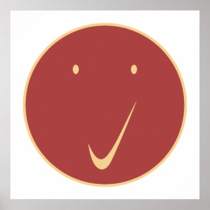 Check face - Tick, Cr/Red. Poster