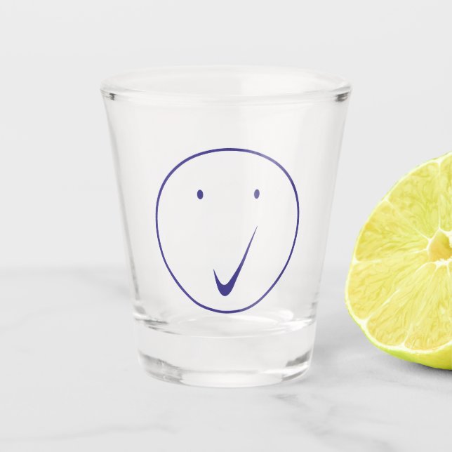 Check face - Tick, Transp/Blue.  Shot Glass (Front)