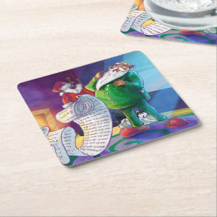 Check it Twice Painting Square Paper Coaster