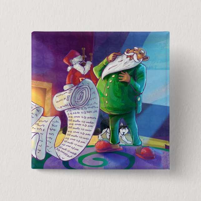 Check it Twice Santa 15 Cm Square Badge (Front)