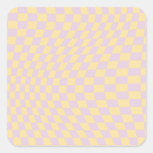 Check Lilac Yellow Chequerboard Chequered Pattern Square Sticker