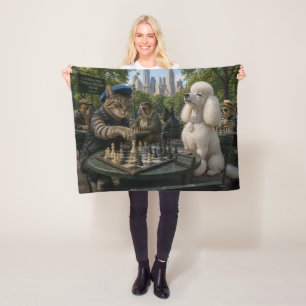 Check Mate in Central Park Fleece Blanket