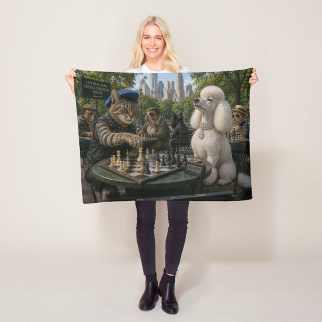 Check Mate in Central Park Fleece Blanket (In Situ)