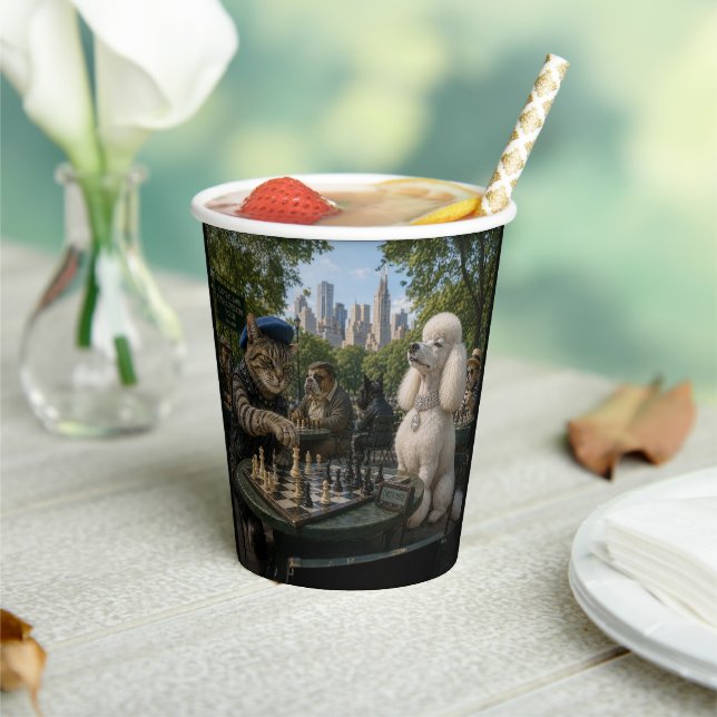 Check Mate in Central Park Paper Cups (Insitu)