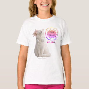 CHECK MEO White Cat with Headphones – Personalised T-Shirt
