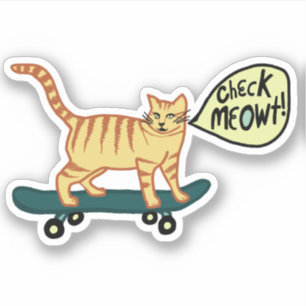 CHECK MEOWT! Cute Skateboarding Tabby Cat