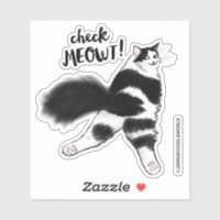 Check Meowt - Funny Black and White Cat Sploot