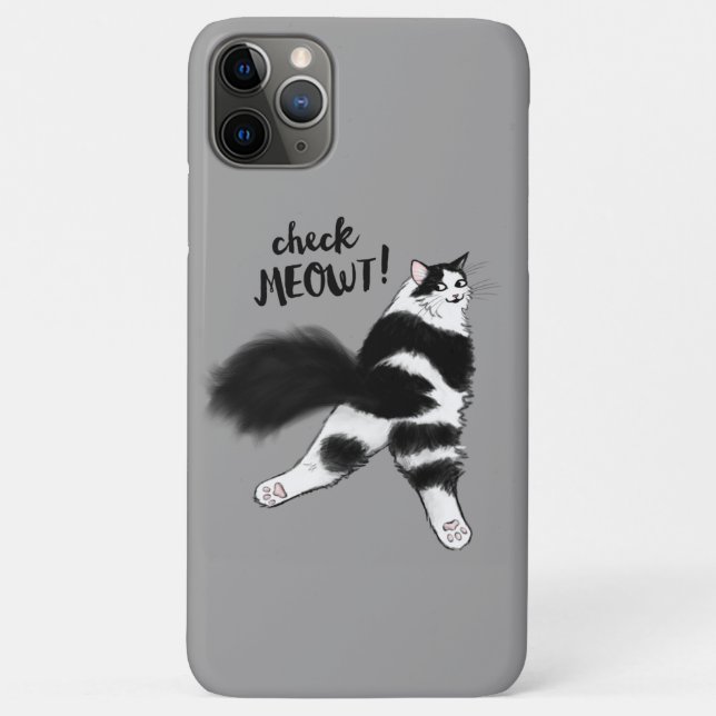 Check Meowt - Funny Black and White Cat Sploot Case-Mate iPhone Case (Back)