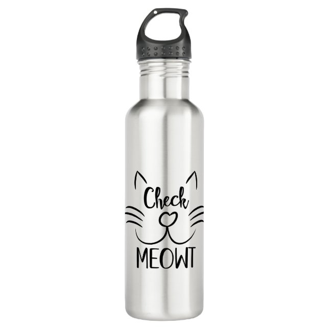 Check Meowt funny cat pun design 710 Ml Water Bottle (Front)
