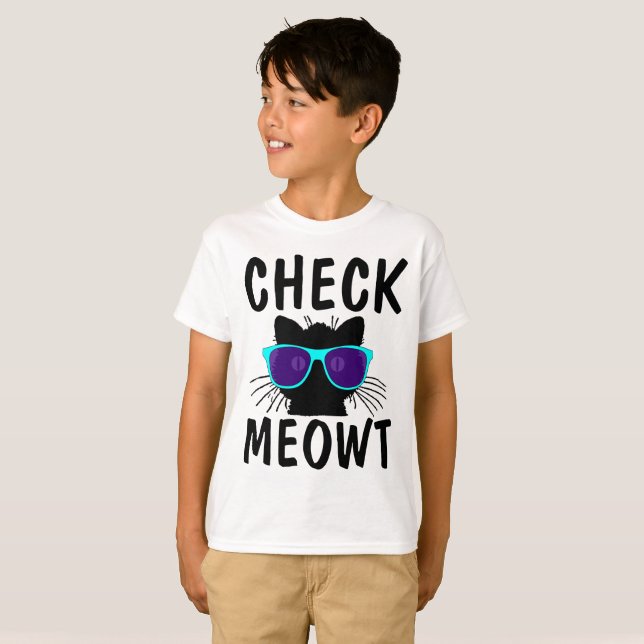 CHECK MEOWT funny Cat T-shirts for BOYS kids (Front Full)