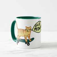 Check Meowt Punny Skateboarding Tabby Cat