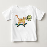 Check Meowt Punny Skateboarding Tabby Cat T-Shirt<br><div class="desc">CHECK MEOWT! Have you ever seen a skateboarding cat?
 
 Check out this funny cat tee and check my shop for more matching items like mugs,  stickers and more. And of course more cat stuff too.
 
 Customise this tee with a name on the front or back!</div>