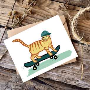 Check Meowt! Skateboarding Tabby Cat CUSTOMIZE IT Postcard