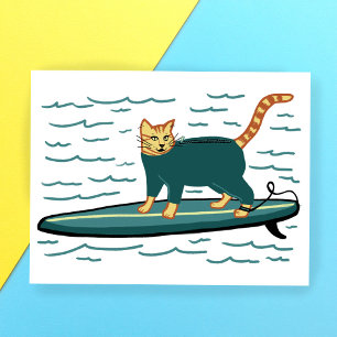 Check Meowt! Surfer Tabby Cat CUSTOMIZE IT Postcard