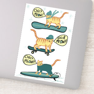 CHECK MEOWT! Tabby Cat Skateboard Surf Snowboard