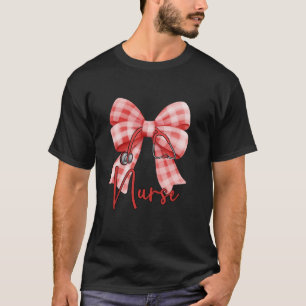 Check Nurse Coquette Bow Stethoscope Nursing Medic T-Shirt