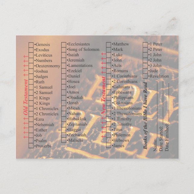 Check off List for Reading Bible Postcard (Front)