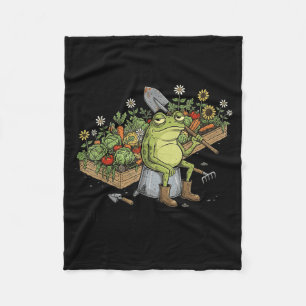 Check Out Bed Magic Happens Funny Frog Gardener Fleece Blanket