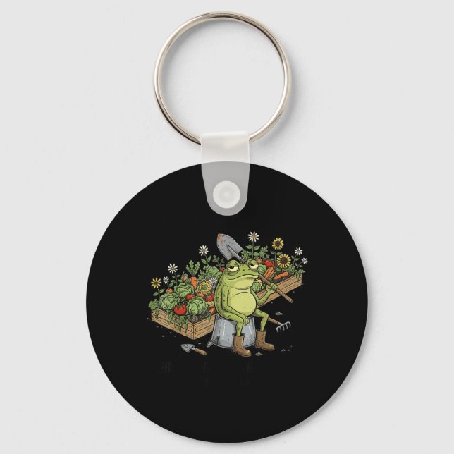 Check Out Bed Magic Happens Funny Frog Gardener Key Ring (Front)