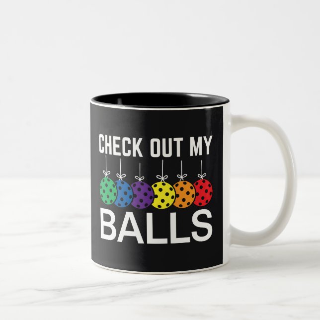 Check Out My Balls  Two-Tone Coffee Mug (Right)