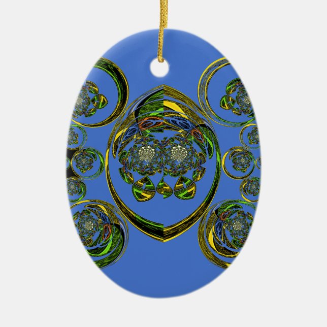 Check out my blue curves ceramic ornament (Front)