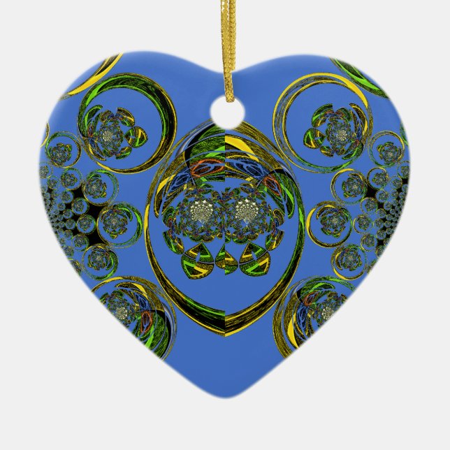 Check out my blue curves ceramic ornament (Front)