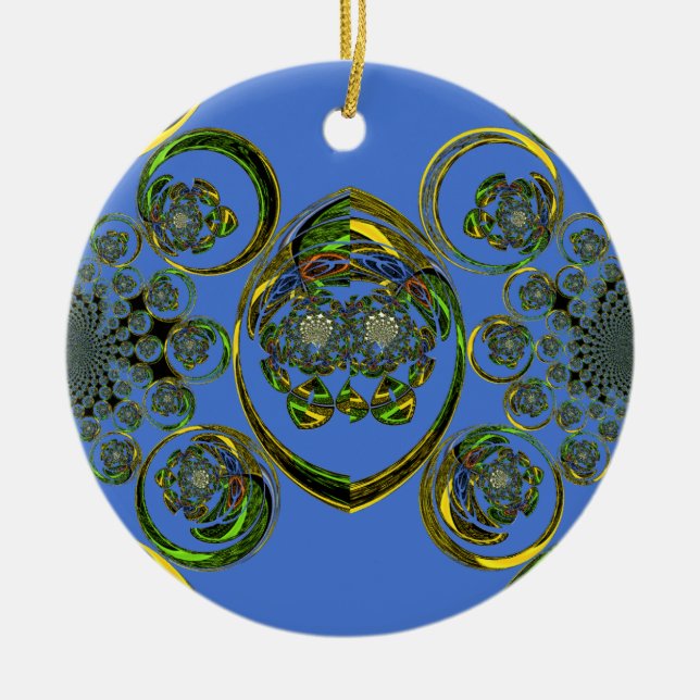 Check out my blue curves ceramic tree decoration (Front)