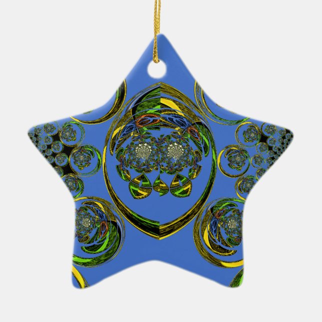 Check out my blue curves ceramic tree decoration (Front)