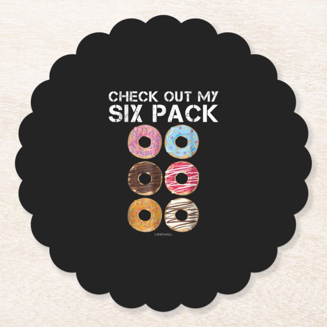 Check Out My Six Pack Doughnut  - Funny Gym Paper Coaster (Front)