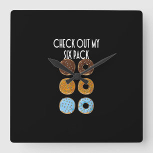 Check Out My Six Pack Doughnut Gym Square Wall Clock