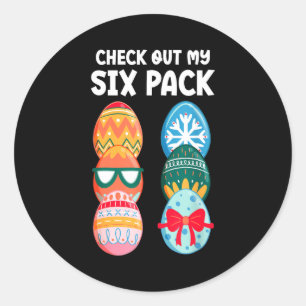 Check Out My Six Pack Funny Easter Egg Abs Workout Classic Round Sticker