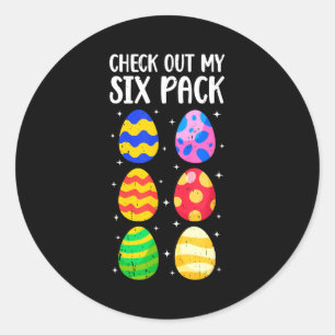 Check Out My Six Pack Funny Easter Egg Abs Workout Classic Round Sticker