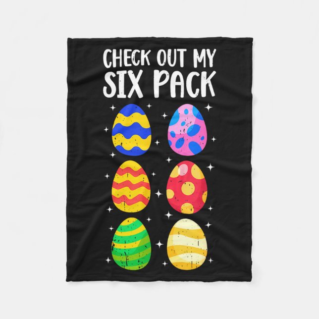 Check Out My Six Pack Funny Easter Egg Abs Workout Fleece Blanket (Front)