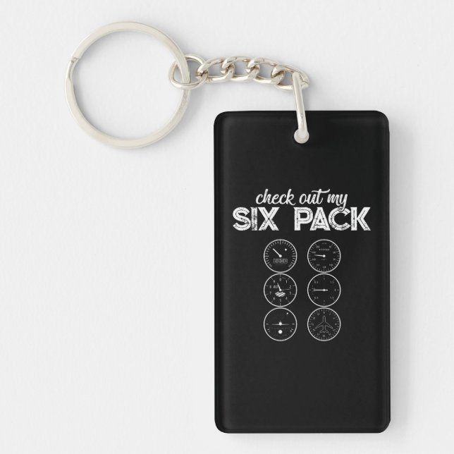 Check Out My Six Pack Pilot Aviation Funny Gym Fit Key Ring (Front)