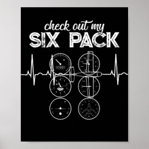 Check Out My Six Pack Pilot Aviation Funny Gym Fit Poster