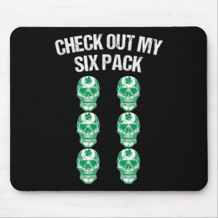 Check Out My Six Pack St Patricks Day Skull Shamro Mouse Pad