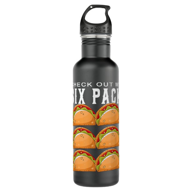Check Out My Six Pack Taco Funny Gym 710 Ml Water Bottle (Front)