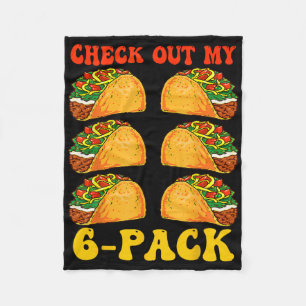 Check Out My Six Pack Taco Groovy Cinco De Mayo Fi Fleece Blanket