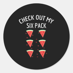 Check Out My Six Pack Watermelon Fun Melon Shirt  Classic Round Sticker