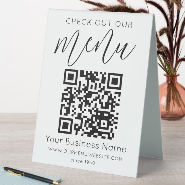 Check Out Our Menu Qr Code Black White Chic Modern (In SItu (Table))