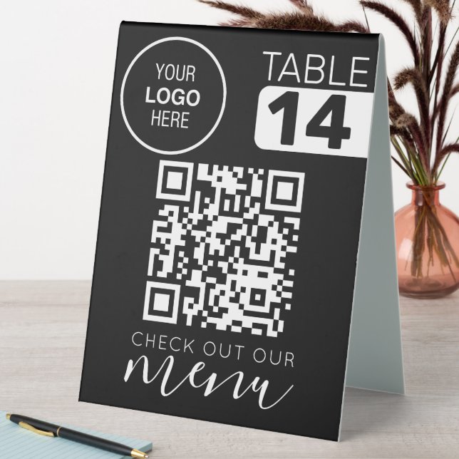 Check Out Our Menu Qr Code Black White Chic Modern (In SItu (Table))