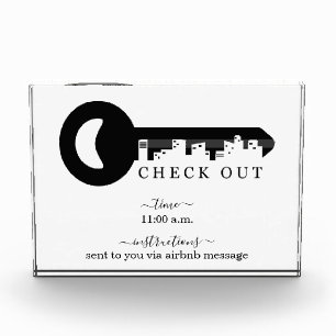 Check Out Time Sign Glass Block
