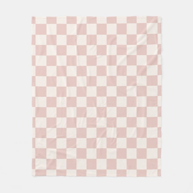 Check Pale Beige Chequered Pattern Chequerboard Fleece Blanket (Front)