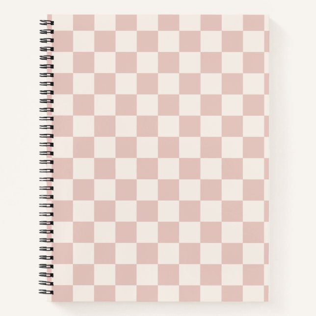 Check Pale Beige Chequered Pattern Chequerboard Notebook (Front)