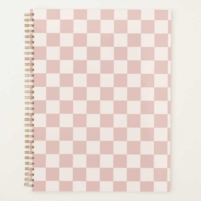 Check Pale Beige Chequered Pattern Chequerboard Planner (Front)