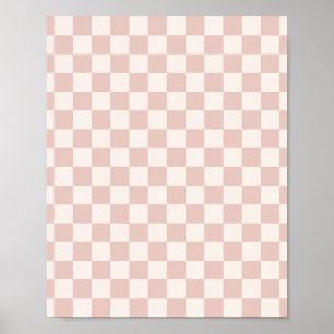 Check Pale Beige Chequered Pattern Chequerboard Poster