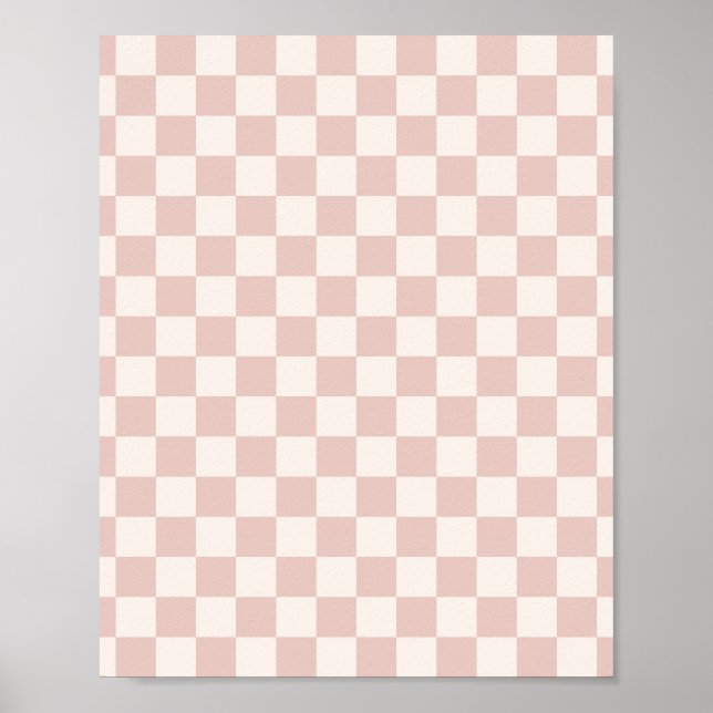 Check Pale Beige Chequered Pattern Chequerboard Poster (Front)